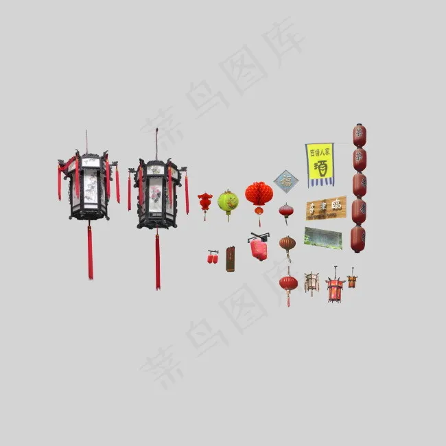 古建配景psd模版下载