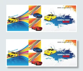 丰富多彩的背景和汽车矢量素材