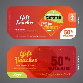 红色简约抵用券图片