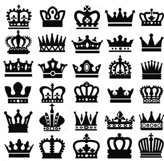 30款黑色王冠图标矢量素材图片