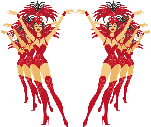 经典的女孩展示设计矢量图01