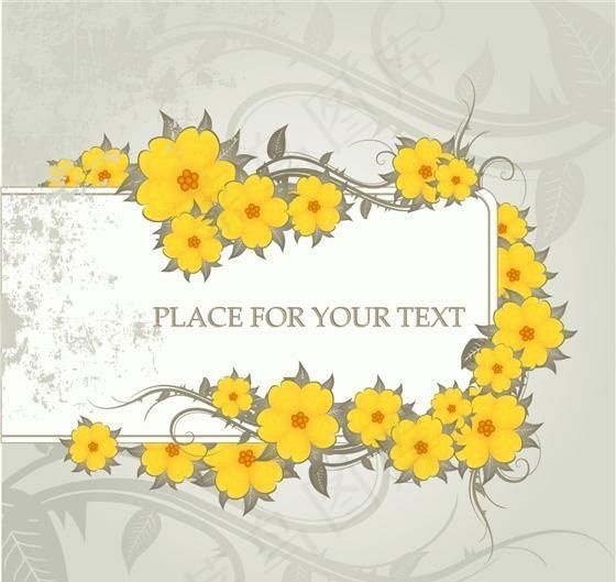 时尚花朵花纹卡片矢量素材 eps格...