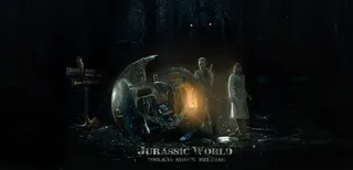 森林 冒险 恐龙 海报 夜晚 人...