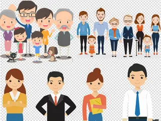 商务人士人群卡通小人免扣PNG元素