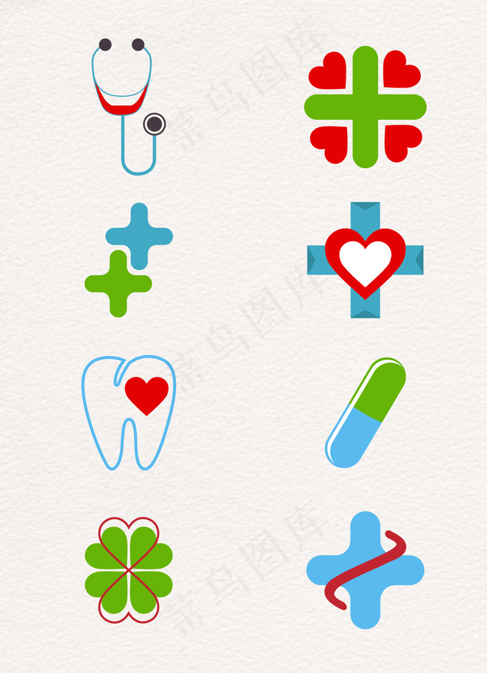 8款彩色医疗健康矢量图标图片