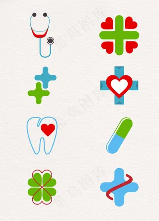 8款彩色医疗健康矢量图标图片