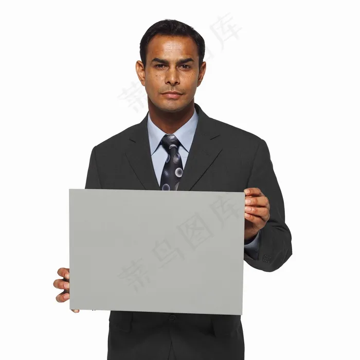 拿着空白广告牌的商务人物图片