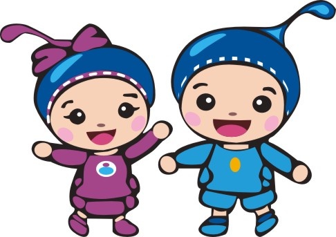 卡通两个小孩奇卡国际T恤印花cdr矢量模版下载