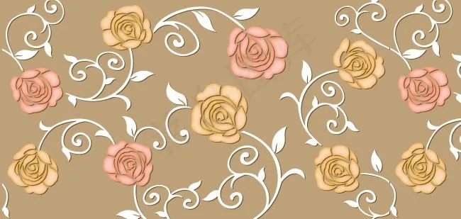 花纹牡丹花psd模版下载