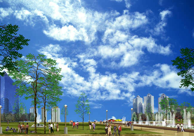 城市绿化建设PSD素材