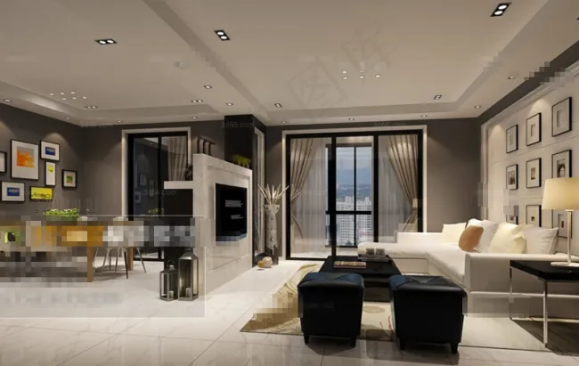 现代简约客厅效果图免费下载