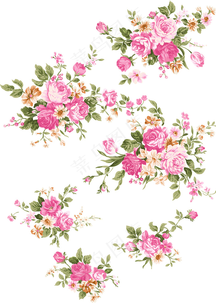 清新粉玫瑰插画psd分层psd模版下载