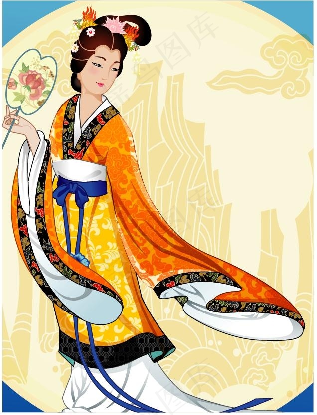 中秋节仙女矢量素材ai矢量模版下载