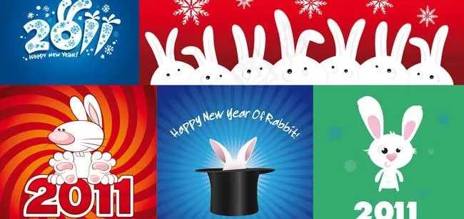 2011新年可爱兔子主题矢量素材eps,ai矢量模版下载