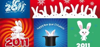 2011新年可爱兔子主题矢量素材