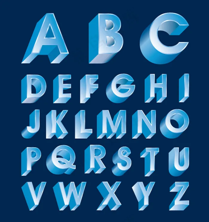 立体字母设计系列矢量图7eps,ai矢量模版下载