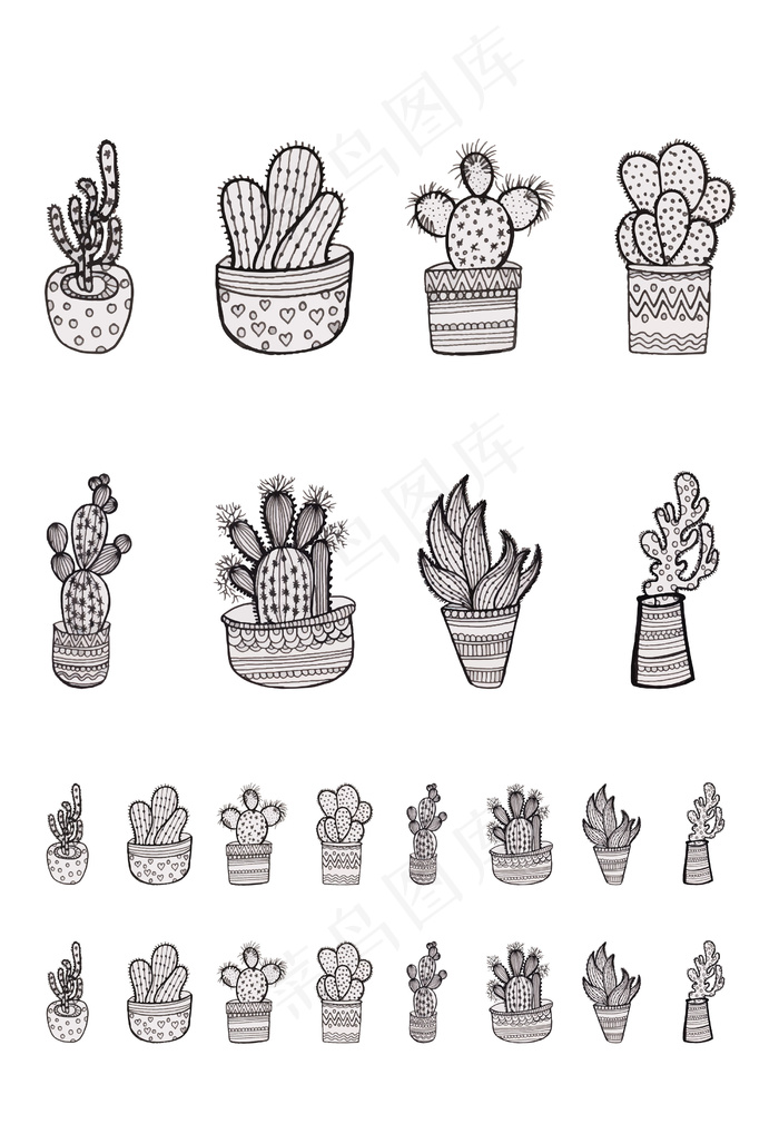 手绘仙人掌设计矢量元素