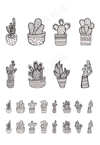 手绘仙人掌设计矢量元素
