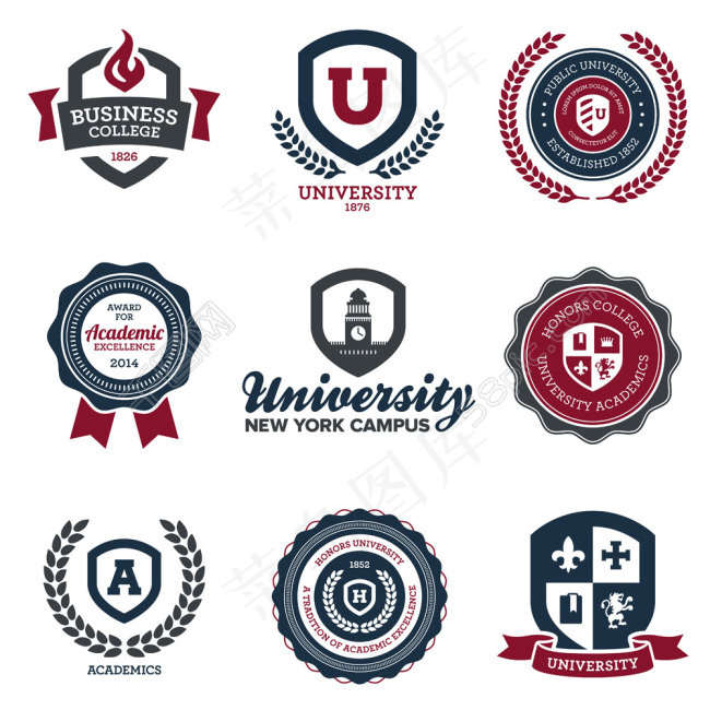 欧美大学logo标志矢量图