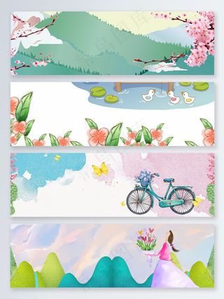 清明踏青邂逅春天banner背景