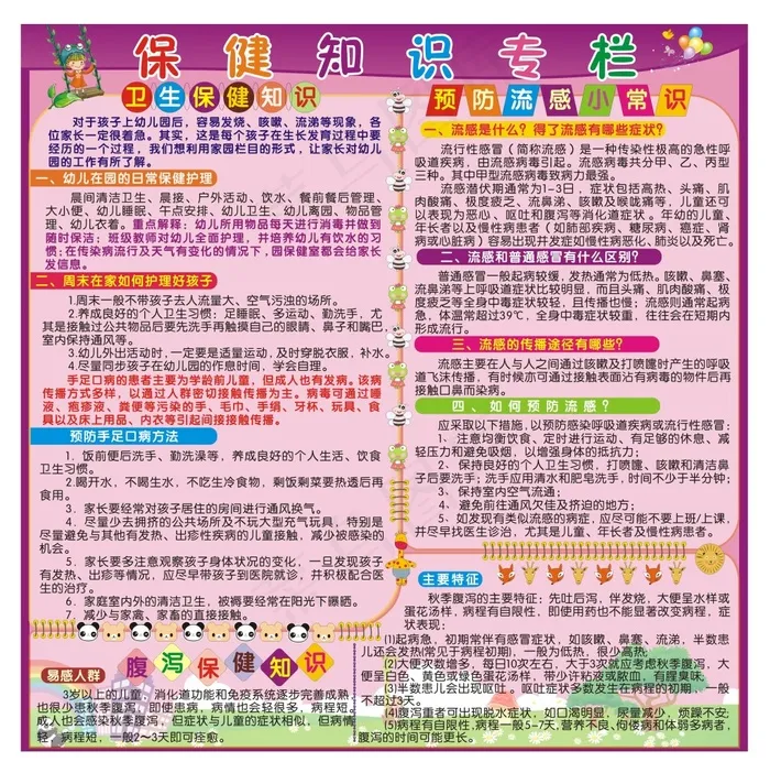 幼儿园健康卫生知识宣传栏cdr矢量模版下载