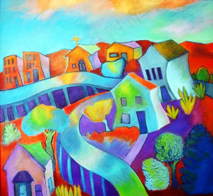 高清抽象风景油画