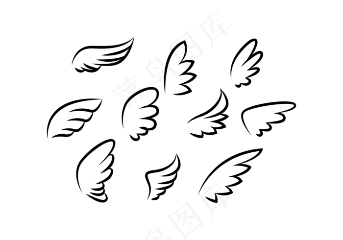 素描翅膀集合素描翅膀集合ai矢量模版下载