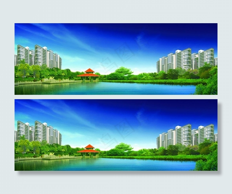 地产 湖景图片psd模版下载