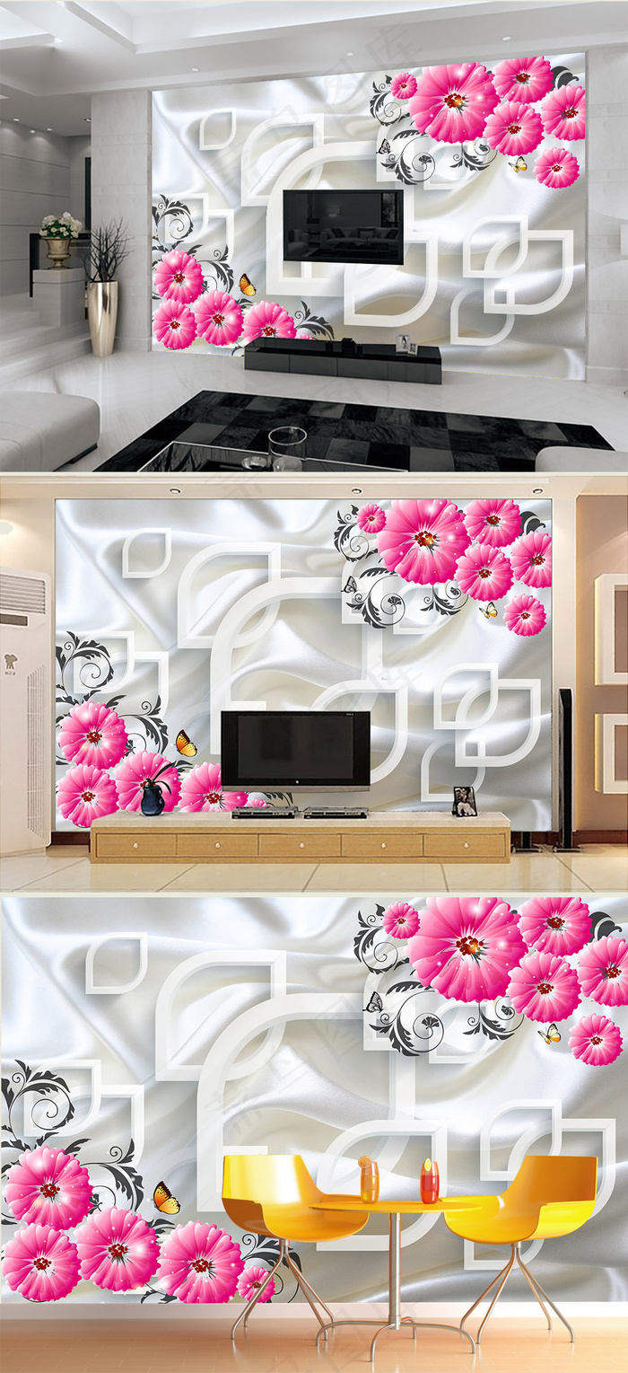 3D立体背景电视背景墙帆布背景室内...