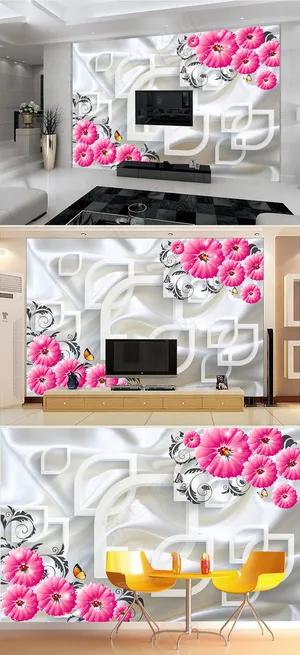 3D立体背景电视背景墙帆布背景室内...