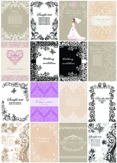欧式花纹婚礼卡片矢量素材