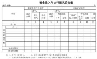 学校资金投入与执行情况验收表