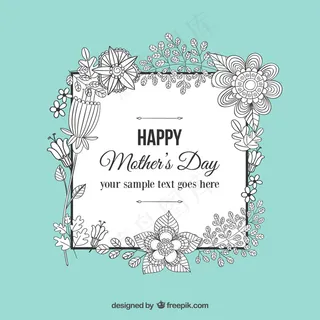 母亲节的祝福花的涂鸦