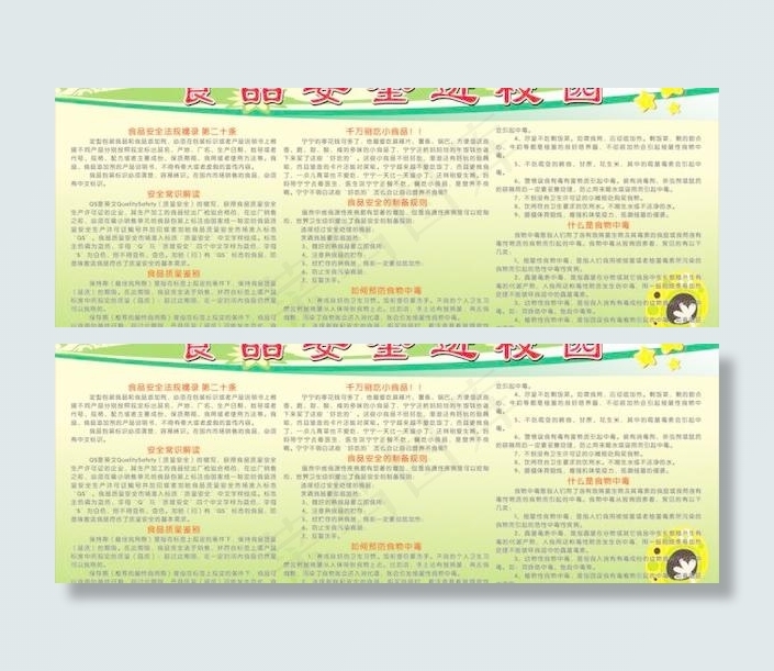 食品安全进校园展板cdr矢量模版下载