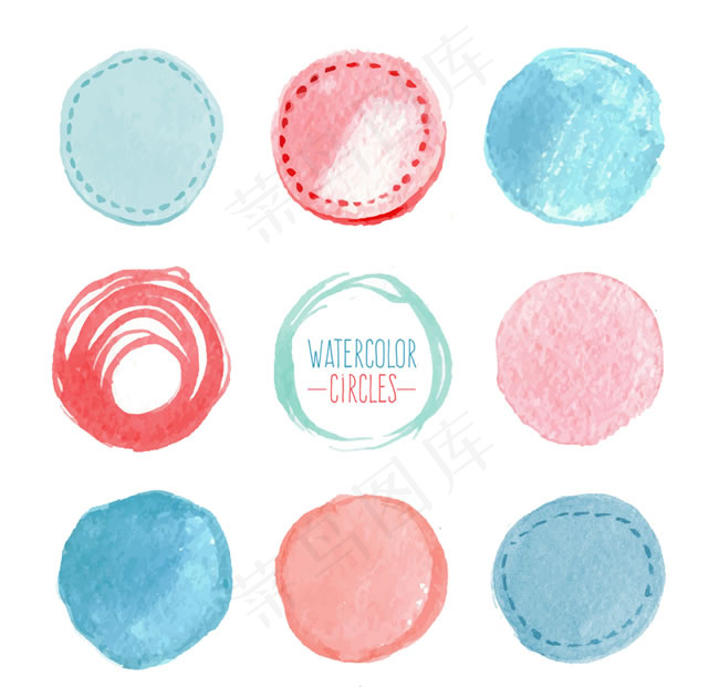 水彩圆形矢量素材