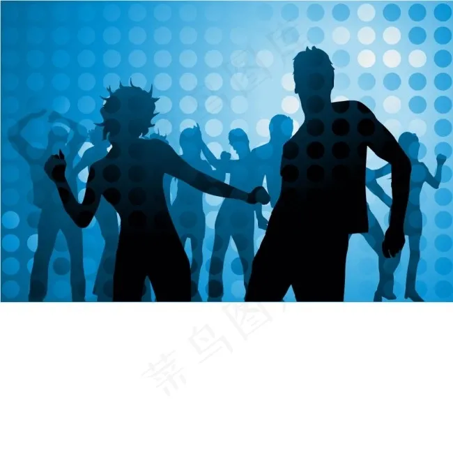 Disco男女剪影与圆形背景矢量素...eps,ai矢量模版下载