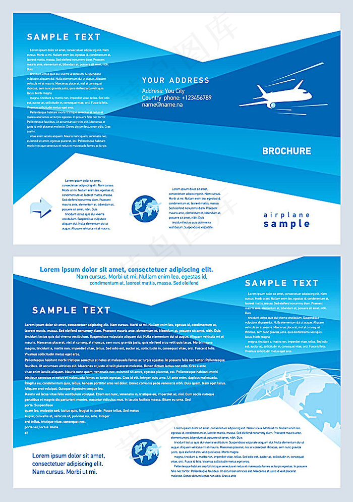 航空旅游宣传单设计eps,ai矢量模版下载
