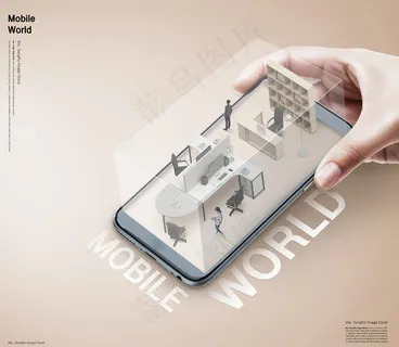 创意手势手机城市未来合成海报psd源文件素材