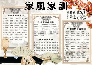 中国风家风家训学生小报手抄报模板