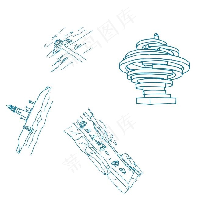 手绘中国名胜景区青岛ai矢量模版下载