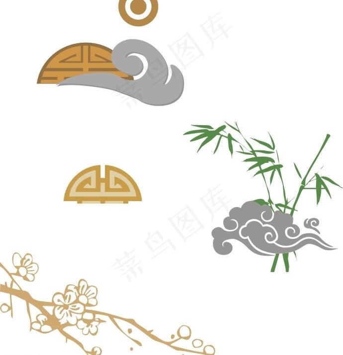 梅花 竹子 祥云图片cdr矢量模版下载