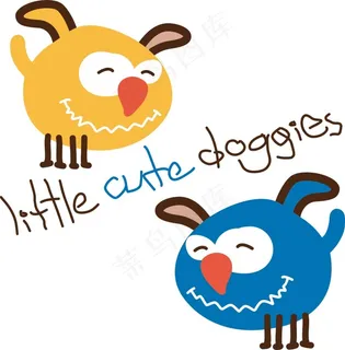 卡通小狗印花素材