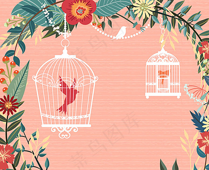 精美花环鸟笼图片