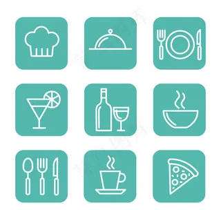 9款方形餐饮图标矢量素材