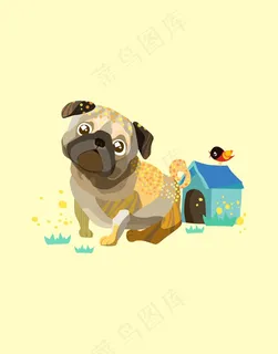 狗狗几何图像插画