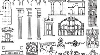 欧式柱体拱形建筑图片