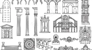 欧式柱体拱形建筑图片