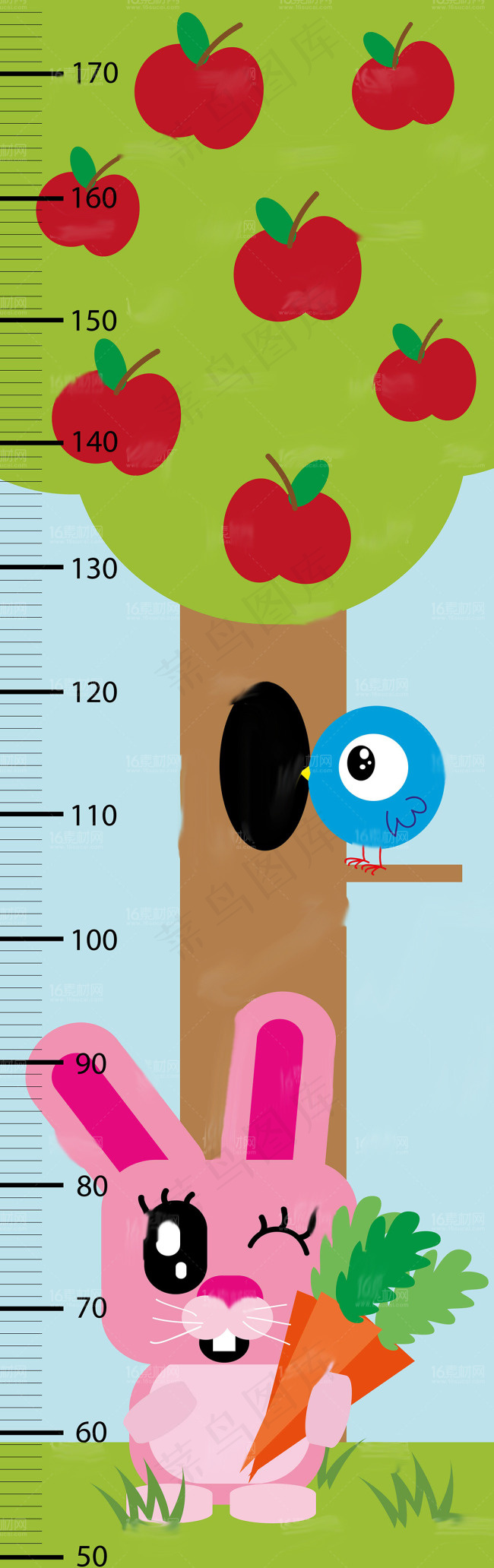 卡通兔子量身高尺设计矢量素材ai矢量模版下载