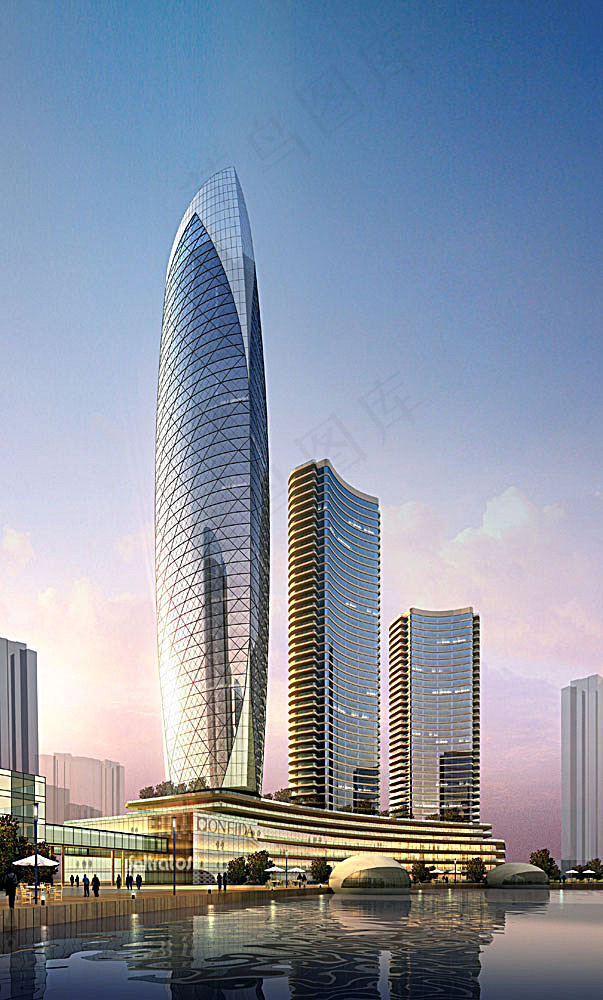 酒店宾馆建筑透视图(2818X4677(DPI:72))psd模版下载