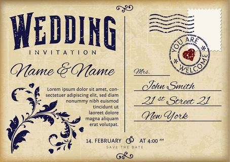 复古植物花纹婚礼贺卡模板下载